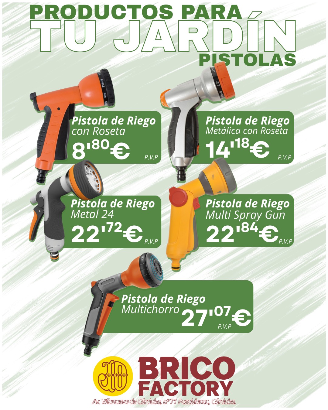 🌱 Productos Para Tu Jardín
‎ ‎
Ya disponibles nuestras nuevas pistolas de riego: más resistentes, más cómodas y con múltiples funciones para cuidar tu jardín como se merece.
‎ ‎
👉 Visítanos y encuentra la que mejor se adapta a tus necesidades.

#Jardinería #RiegoEficiente #HerramientasDeJardín