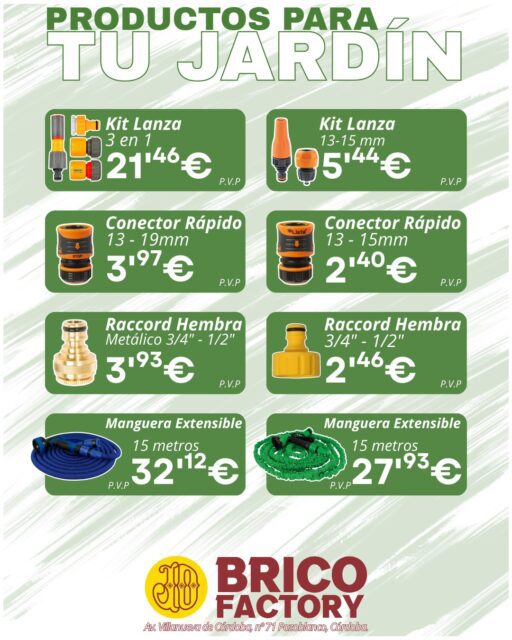 🌱 Productos Para Tu Jardín
‎ ‎
Un jardín bien cuidado es un lugar para inspirarse ✨🌿.
Descubre nuestra nueva línea de accesorios de riego: kits de lanzas, conectores rápidos, raccords y mangueras que harán que tus plantas luzcan radiantes todo el año. 🌞
‎ ‎
#JardínSoñado #PasiónPorLasPlantas #AccesoriosDeRiego #RiegoInteligente #HogarNatural #DecoraciónJardín #InspiraciónVerde