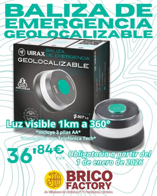 👨‍👩‍👧‍👦 Cuida de ti y de los tuyos en la carretera
A partir del 1 de enero de 2026, la baliza V16 conectada será obligatoria por ley.
Anticípate al cambio y viaja más seguro.
‎ ‎
🛒 Ya disponible en nuestra tienda
‎ ‎
#FamiliaSegura #CarreteraConsciente #V16Conectada #DGT2026 #Bricofactory #Pozoblanco #LosPedroches #Córdoba #Novedades #brico