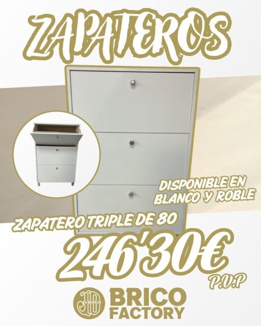 ¡Organiza tus zapatos al mejor precio! 🙌
Zapatero Triple de 80 cm | Blanco o Roble | 246,30 € (IVA incl.)
(Tiradores sustituibles por el modelo que prefieras)
📍 Consíguelo en Bricofactory.
#Bricofactory #Zapatero #OfertaMuebles #DecoHogar #HogarOrganizado #Organización