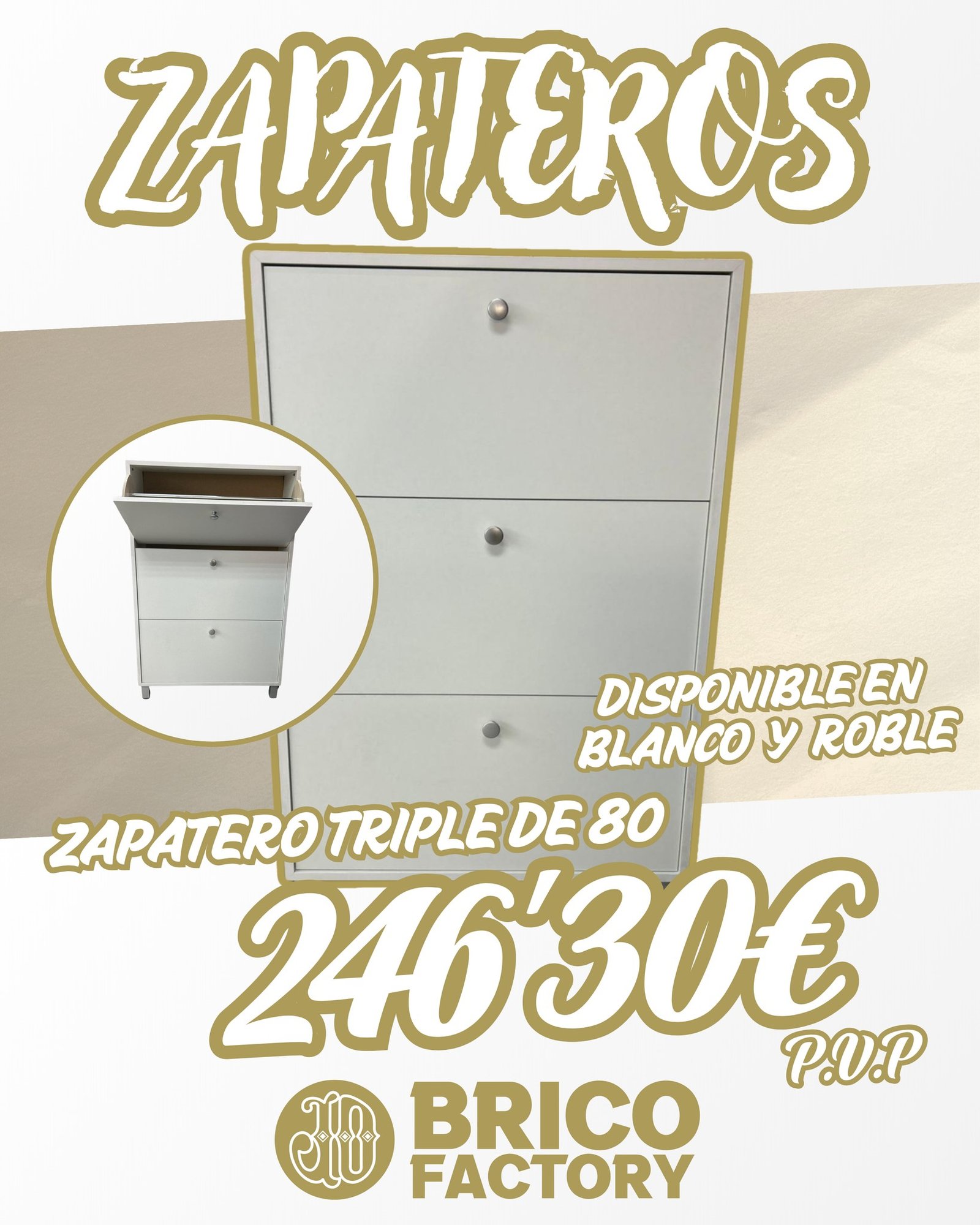 ¡Organiza tus zapatos al mejor precio! 🙌
Zapatero Triple de 80 cm | Blanco o Roble | 246,30 € (IVA incl.)
(Tiradores sustituibles por el modelo que prefieras)
📍 Consíguelo en Bricofactory.
#Bricofactory #Zapatero #OfertaMuebles #DecoHogar #HogarOrganizado #Organización